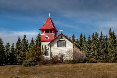 Tarihsel Pine Creek Kilisesi. Yaklaşık 1903 Pine Creek Alberta Kanada.