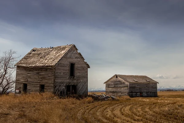 Opuštěné Zbourané Zemědělské Budovy Indus Alberta Canada — Stock fotografie