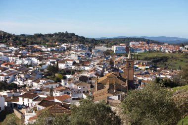 A view over the town of Cortegana from the castle, province of Huelva, Andalusia, Spain clipart