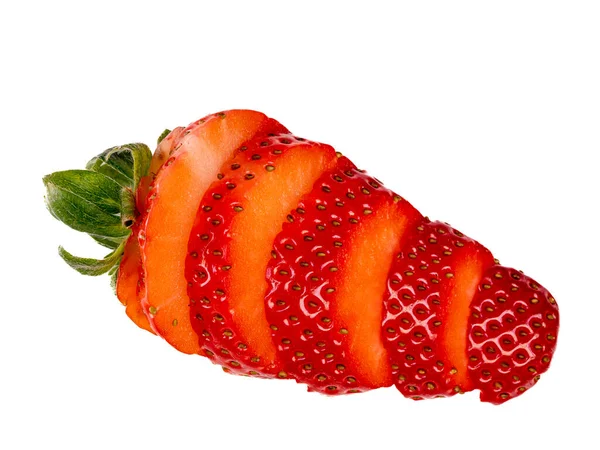 Sliced Strawberries Isolated White Background — Stock Photo, Image