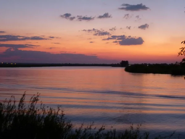 Coucher Soleil Romantique Chobe River Botswana — Photo