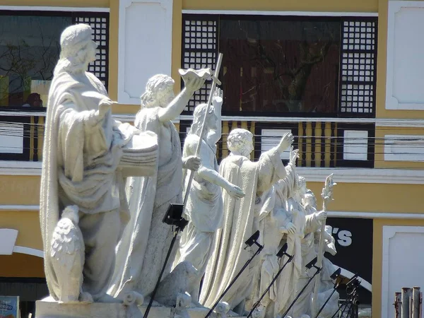 stock image Gallery of saints in front of the cathedral in Vigan