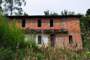 Apia, So Paulo, Brezilya 'da Atlantik ormanının ortasında terk edilmiş bir ev..