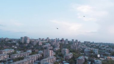 Small City in Eurasian. Old City. Aerial view. Aerial Videography. Old European City. Old Buildings. Architecture. Birds. Yerevan, Armenia.