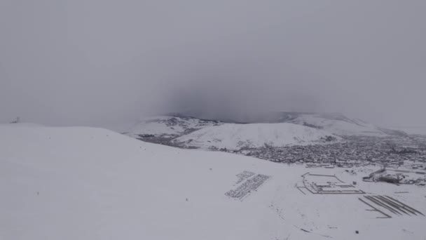 Cold Snowy Mountains Europe Snowy Mountains Winter Armenia Sevan Armenia — Stockvideo