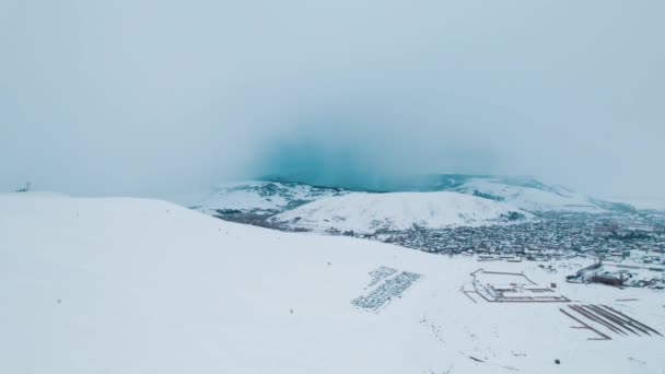 Cold Snowy Mountains Europe Snowy Mountains Winter Armenia Sevan Armenia — ストック動画