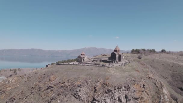 Kostel Křesťanský Kostel Ostrově Náboženství Sevan Arménie — Stock video