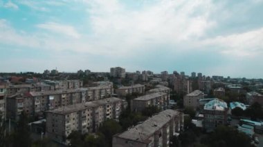 Small City in Eurasian. Old City. Aerial view. Aerial Videography. Old European City. Old Buildings. Architecture. Birds. Yerevan, Armenia.