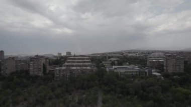 Small City in Eurasian. Old City. Aerial view. Aerial Videography. Old European City. Old Buildings. Architecture. Birds. Yerevan, Armenia.