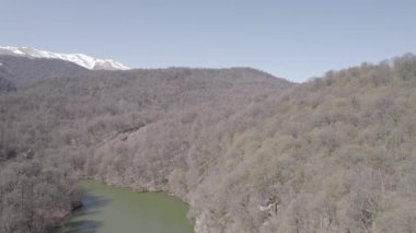 Beautiful Lake in a Green Forest. Dilijan, Armenia. Aerial video. Lake From Aerial View. Mountain Lake.