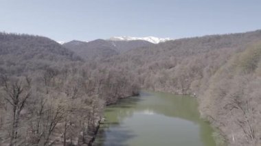 Beautiful Lake in a Green Forest. Dilijan, Armenia. Aerial video. Lake From Aerial View. Mountain Lake.