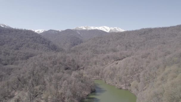 Beautiful Lake Green Forest Dilijan Armenia Aerial Video Lake Aerial — Stockvideo