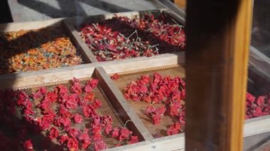 Dried fruits. The process of drying pear slices. Dried pear, chips, for compote.