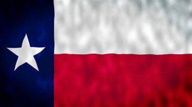 Teksas Eyaleti bayrağı. Texas 'ın bayrağı rüzgarda sallanıyor. Gerçekçi Amerikan Bayrağı geçmişi. Amerikan Teksas Bayrağı illüstrasyonu. 4k resimleme.
