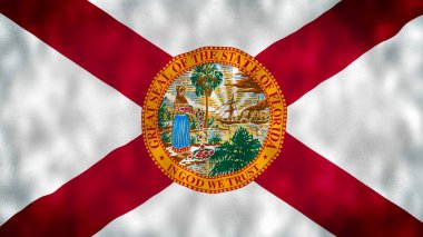 Florida eyalet bayrağı rüzgarda sallanıyor. Bayrak çizimi. 4 bin. resimleme.