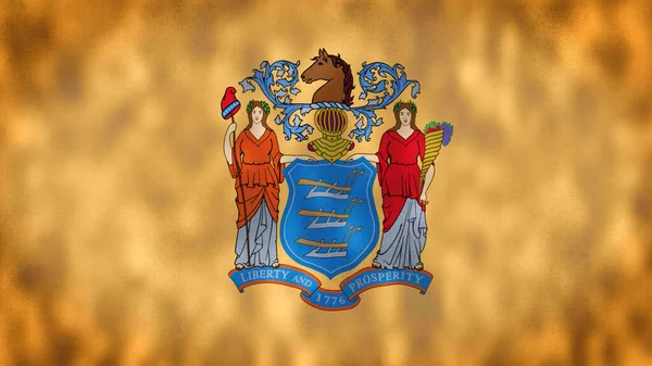 Ilustração Bandeira Estado Nova Jersey Brasão Armas Fundo Catalisador Estado — Fotografia de Stock