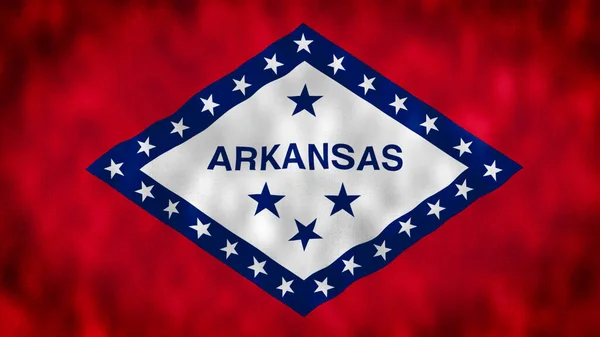 Stock image The flag of the State of Arkansas. Arkansas state flag USA waving in the wind. flag illustration. 4K illustration.