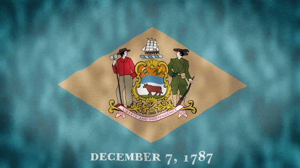 Bandeira Estado Delaware Delaware Bandeira Estado Eua Acenando Vento Ilustração — Fotografia de Stock