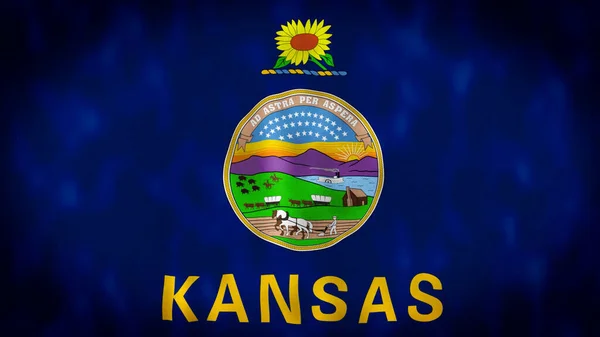 Increíble Ondeando Bandera Estatal Kansas Kansas Estado Medio Oeste Los —  Fotos de Stock