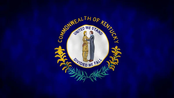 The US state flag of Kentucky waving in the wind isolated illustration. Kentucky is a state in the Southeastern region of the United States. illustration.