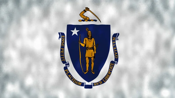 Bandera Del Estado Massachusetts Bandera Del Estado Massachusetts Ondeando Viento —  Fotos de Stock