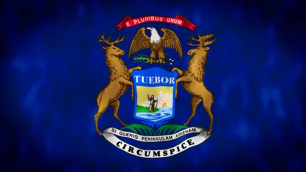 Прапор Штату Мічиган Англ State Flag Michigan Winging Michigan Державний — стокове фото