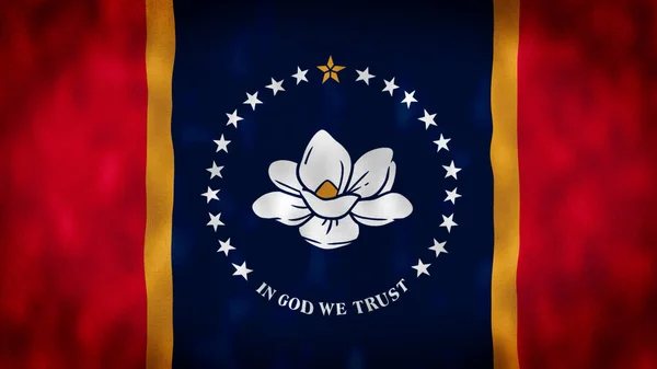 Прапор Міссісіпі Національний Прапор Сполучених Штатів Махає Прапором Новий Прапор Стокове Фото