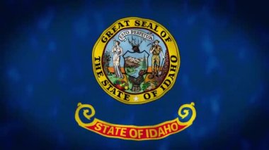 Idaho bayrağı 3D animasyon sallıyor. Rüzgarda dalgalanan Idaho bayrağı. Idaho Eyaletinin ulusal bayrağı. bayraksız döngü canlandırması