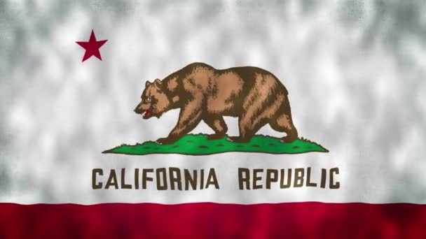 캘리포니아의 국기입니다 캘리포니아주는 미국의 국기가 바람에 흔들리고 있습니다 바다없는 애니메이션을 — 비디오