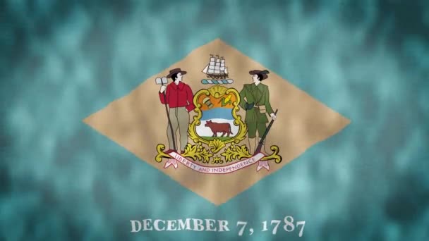 特拉华州的国旗 特拉华州的国旗在风中飘扬 标志无缝循环动画 — 图库视频影像