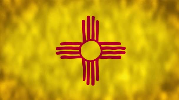 Närbild New Mexicos Flagga Usa Flagga Gult Fält Med Röd — Stockvideo
