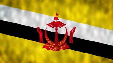 Bruneian bayrağının resmi. 4 bin. Brunei bayrağı dalgalanıyor, Brunei Darussalam bayrak illüstrasyonu.