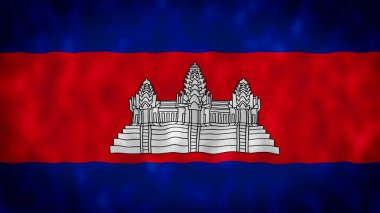 Kamboçya bayrağı kusursuz dalgalanan bir illüstrasyon. Kamboçya illüstrasyonunun işareti. Kamboçya bayrağı 4K geçmişi. En iyi bayrak dalgası stoku. Rüzgarda sürekli dalgalanan bayrak..