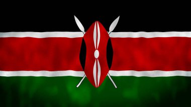 Kenya bayrağı 3 boyutlu resim sallıyor. Kenya 'nın ulusal bayrağı. Kusursuz bir illüstrasyon. 4K.