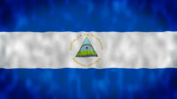 Nikaragua Bayrağı Rüzgarda Sallanıyor Ulusal Nikaragua Cumhuriyeti Bayrağı Bin Managua — Stok fotoğraf