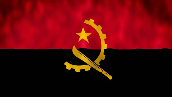 第二アンゴラ国旗 アンゴラ国旗が掲揚された アンゴラ国旗 アンゴラ波の旗 — ストック写真