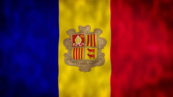 Andorra Viftande Flagga Andorra Flagga Andorras Flagga Viftande Illustration Andorra — Stockfoto