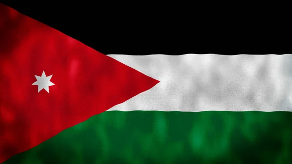 Flaga Narodowa Jordanii Macha Oryginalnymi Rozmiarami Kolorami Render Królestwo Jordania — Zdjęcie stockowe