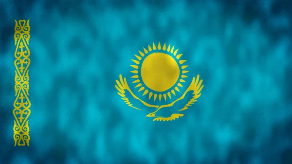 Waving Flag National Flag Kazakhstan Realistic Flag Kazakhstan Gently Waving — Stock Photo, Image