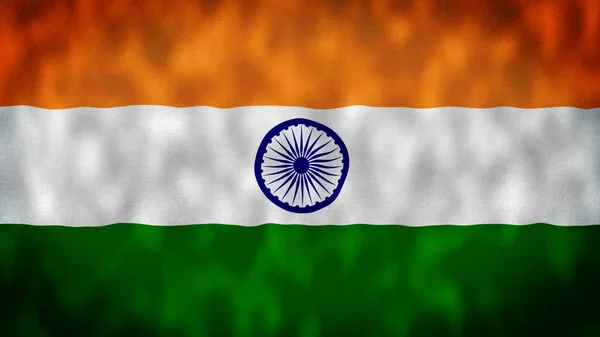 印度国旗的图解 4K印度国旗高高飘扬 蓝天飘扬 印度国旗飘扬 独立日印度国旗飘扬 共和国日印度国旗飘扬 — 图库照片