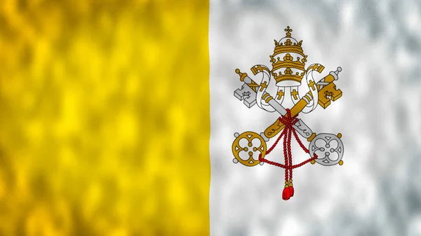 梵蒂冈的飘扬的旗帜是罗马教廷的例证 4K图解 漂亮的高细节面料 缎纹面料 — 图库照片
