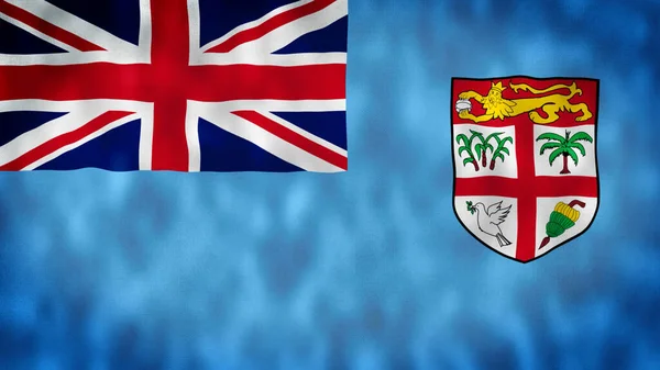 斐济国旗 悬挂斐济国旗 斐济共和国国旗渲染 — 图库照片