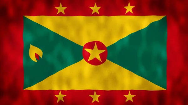 Grenada Dalgalanan Bayrağı Grenada Bayrağı Grenada Dalgalanış Bayrağı Grenada Bayrağı — Stok fotoğraf