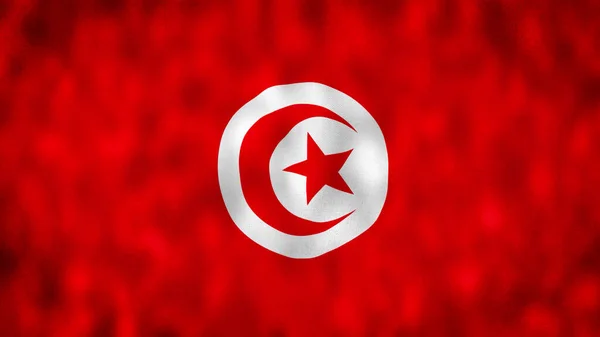 Tunisiens Flagga Flaggan Fladdrar Vinden Tunisien Flaggan Fladdrar Vinden — Stockfoto