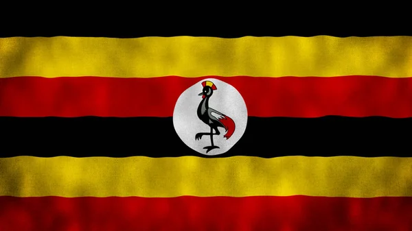 Uganda National Flag Waving Wind Uganda Waving Flag Closeup Uganda — Stock Photo, Image