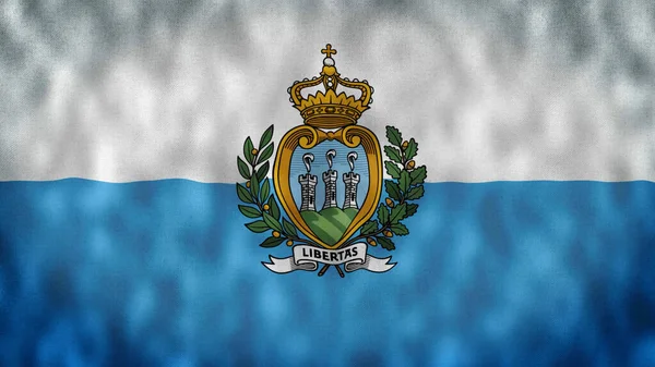 San Marino Zászlója Lobogott San Marino Zászlója Lobogott Szélben San — Stock Fotó