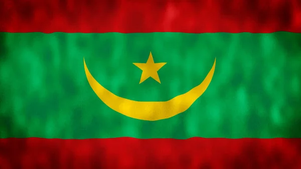 Mauritánia Integető Zászló Mauritánia Zászló Mauritánia Zászló Integető Mauritánia Zászló — Stock Fotó