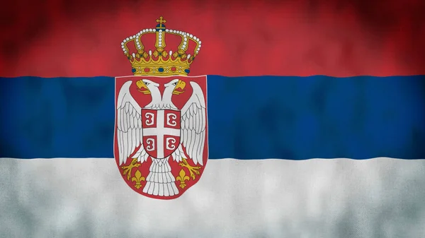 塞尔维亚国旗在风中飘扬 用4K的现实的塞尔维亚国旗图解 带有非常详细的面料纹理图解 — 图库照片