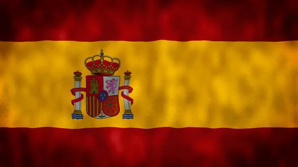 スペインの国旗 風になびく旗 風になびくスペイン国旗の2番目のイラスト 旗のイラストを振る — ストック写真
