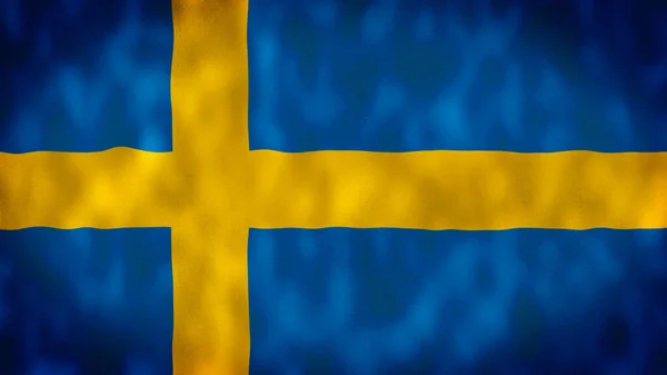 スウェーデンの国旗 スウェーデン国旗が風になびく4K スウェーデン国旗3D — ストック写真